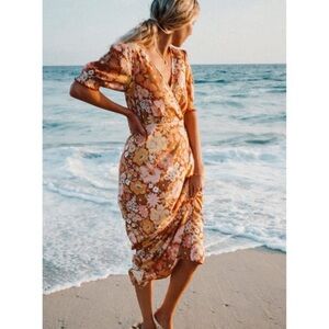 ISO billabong The Salty Blonde Hello There Puff Sleeve Seersucker Maxi Dress
